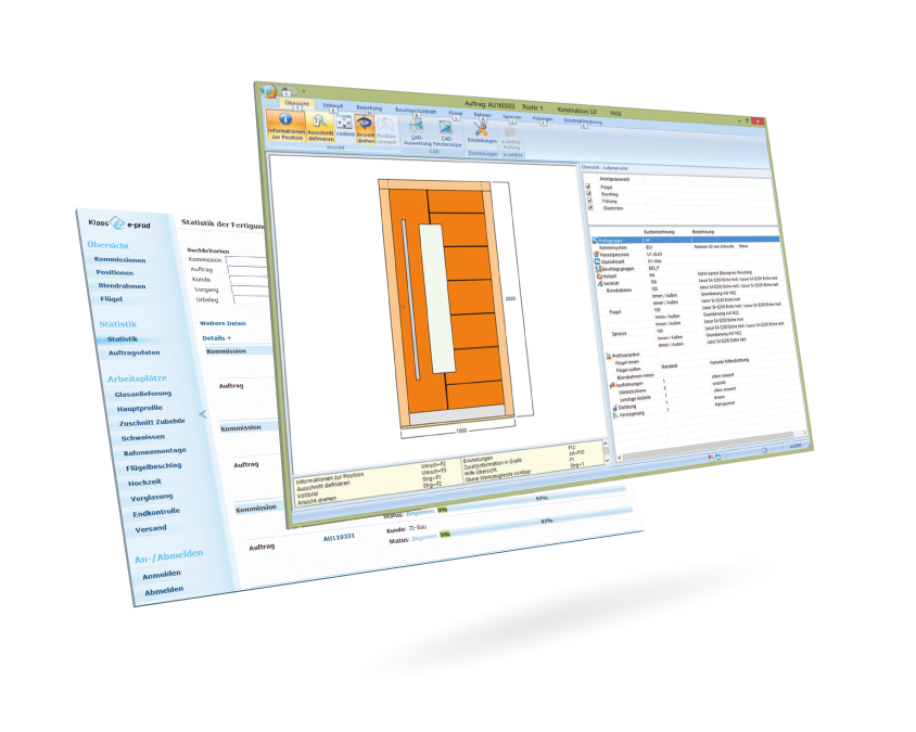 Klaes Software Thema Productie - twee Screenshots zwevend